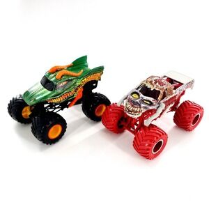 Monster Jam 1:24 Scale Lot Of 2 Monster Trucks Zombie & Dragon